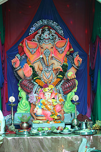 코끼리, 뭄바이, 축제, 아이돌, 힌두교, 인도, 문화