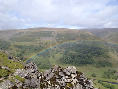Rainbow, Yorkshire, Dales, maaseudulla, maisema, luonnonkaunis, vihreä