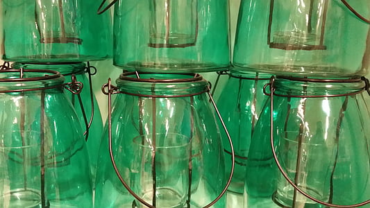 glass, green, pots