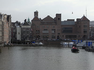 Амстердам, город, гавань, гавань, воды, Голландия, Нидерланды