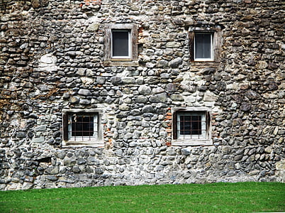 edifício, parede, pedras naturais, janela, Historicamente, jardim da cidade, Radolfzell estou bodensee