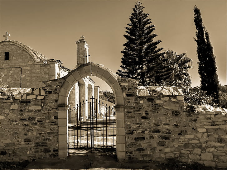 gate, entrance, stone, old, architecture, church, yard entrance