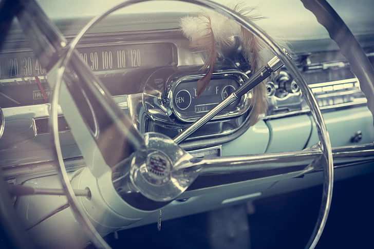 steering, wheel, old, oldtimer, classic, car, interior