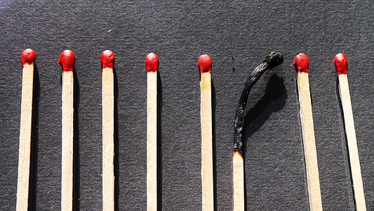 match, wood, matches, red, sulfur, burnout, burned