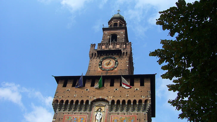 bell tower, milan, clock