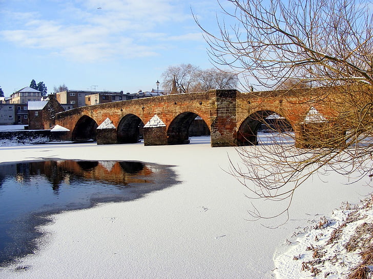 зимни, сняг, вода, река, мост, история, География