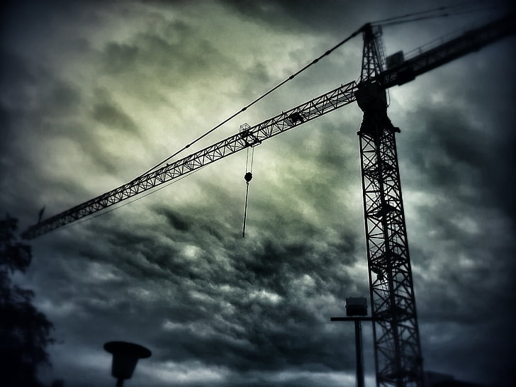 Crane, būvdarbi, debesis, Crane boom, vieta, veidot, Transports