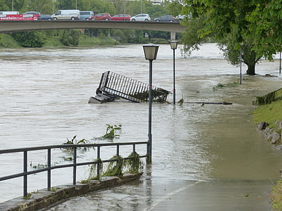 aigua d'alta, carretera, tancat, danys, contra inundacions, destrucció, Danubi