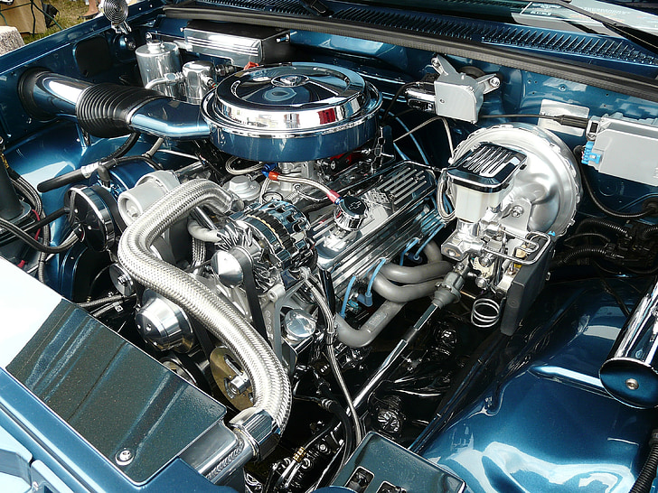 motor, auto, engine compartment, v8 engine, mustang