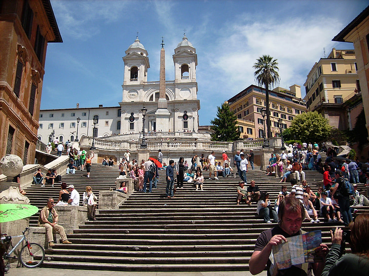 spanish steps, rome, stairs, building, architecture