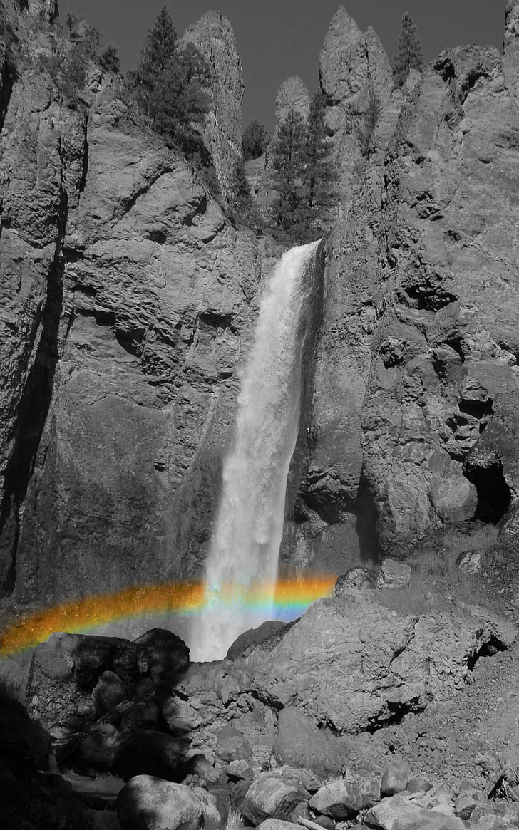 Fusion fotografi, vattenfall, Tower hösten, Yellowstone, Yellowstone nationalpark, Wyoming, naturen