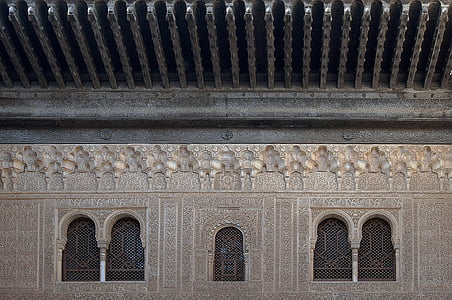 Alhambra, Granada, Španělsko, strop, štuky, systém Windows, pevnost