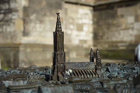 alivio de la, metal, Catedral de Ulm, Münster, vista de la ciudad, ciudad, paisaje