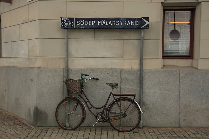 bicicleta, cidade, Estocolmo, paisagem urbana