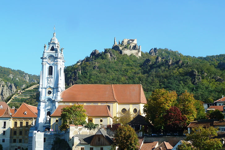 Dürnstein, Wachau, Igreja, ruína, região do Danúbio