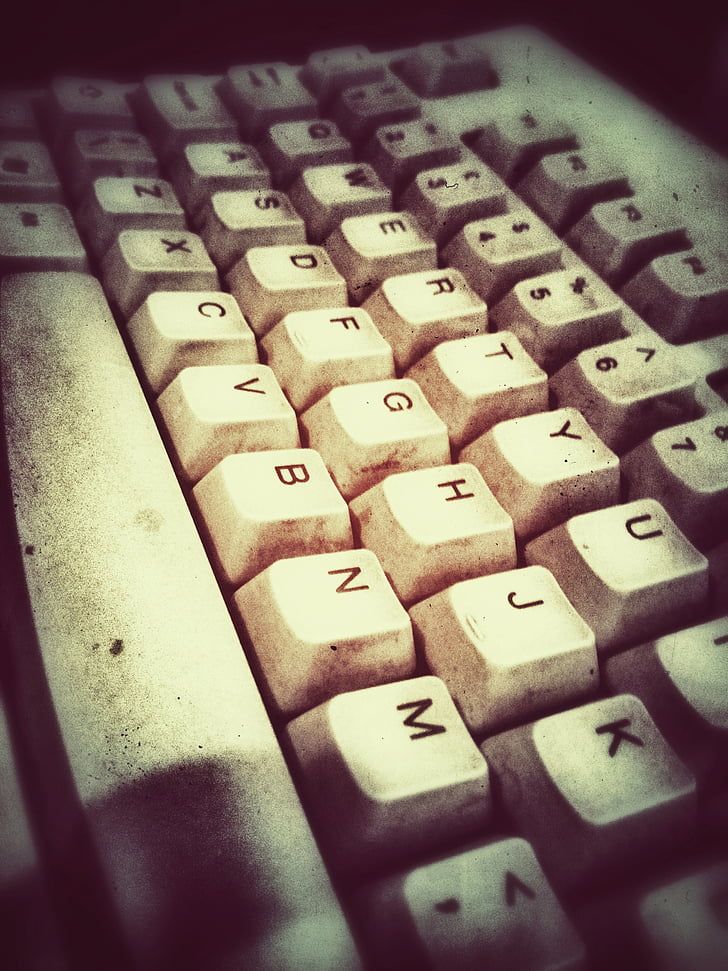 toetsenbord, Grunge, antieke, computer, oude, typen