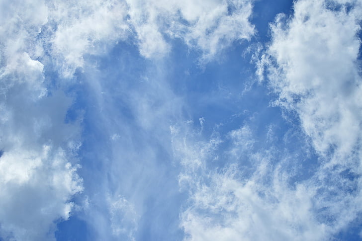 sininen, taivas, valkoinen, pilvi, pilviä sinistä sky, Sinitaivaan pilvet, sininen taivas taustalla