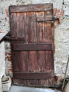deur, oudheid, oude, roest, hout, bruin