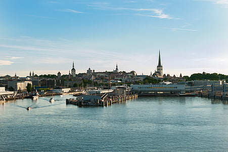 Tallin, Estonija, linija horizonta, more, nebo, krajolik, Prikaz
