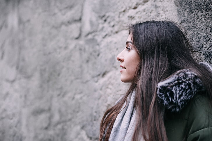 people, girl, woman, smile, happy, wall, women