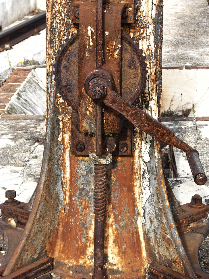 crank, mechanism, machine, gear, old, rusty, obsolete