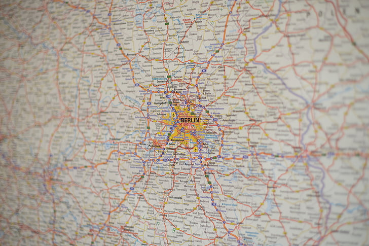 Mapa, Berlín, Německo, Geografie, cestování, hlavní město, město
