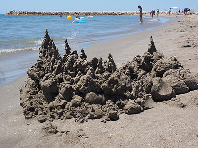 slottet, sandburg, klecker castle, kunstverk, sand kunstverk, stranden, sand
