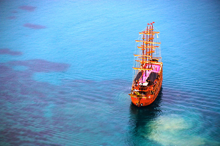 båt, Marine, vatten, reflektion, landskap, hamn, Turkiet