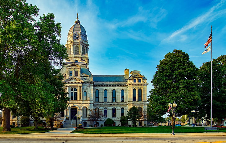 Palau de Justícia, estat, Indiana, ciutat, urbà, edifici, arquitectura