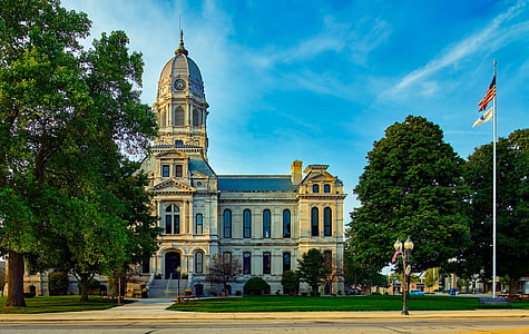 Courthouse, Kosciusko county, Indiana, City, Urban, bygning, arkitektur