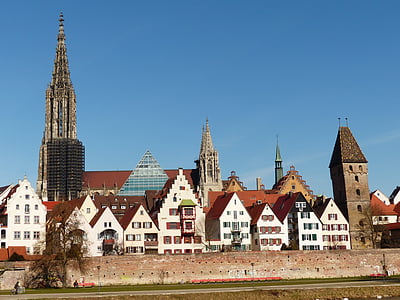 Ulm, ulmi székesegyház, város, az Outlook, City view, Münster, nézet
