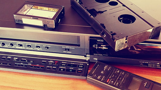 VCR, vídeo, cintes, pel. lícula, vell, retro, Casset