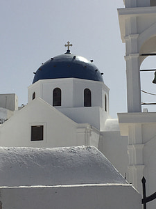 Santorin, oceán, ostrov, Hotel, bílá budova, Řecko, řecký ostrov