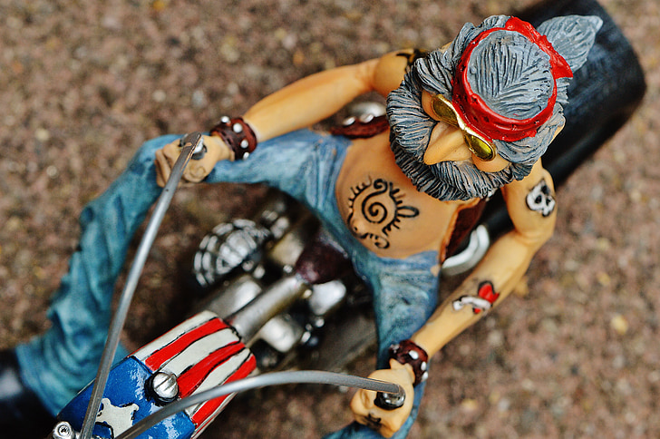 motoros, kerékpár, tetovált, Amerikai, Cool, alkalmi, vicces