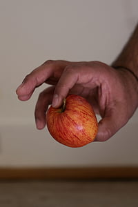 ābolu, augļi, sarkana, veselīgi, rokas, fiziska
