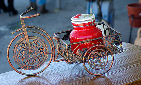 vehículo de tres ruedas, artesanías, decoración, bote