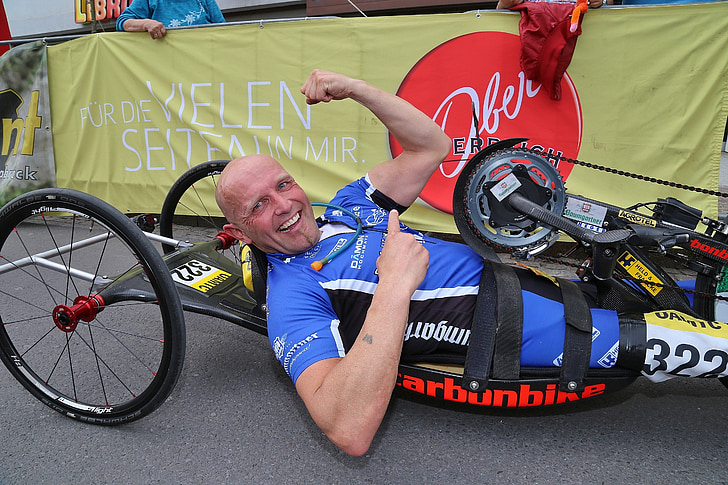 hand bike, disabled sports, cycling, sport, race, competition