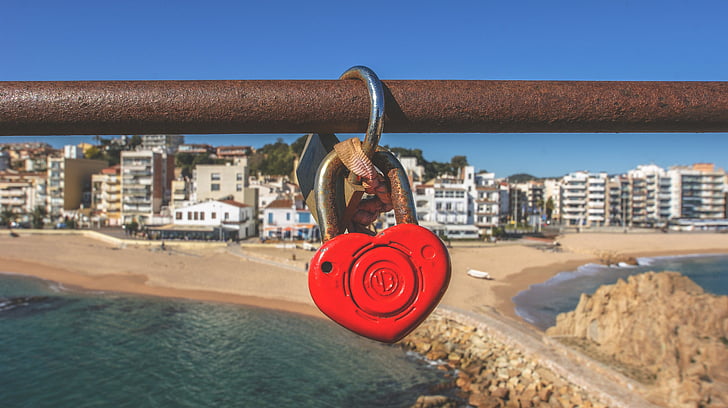 red, heart, padlock, beach, hearts, lock, beaches
