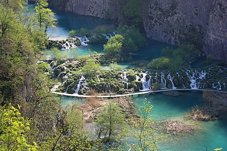 Plitvice, περπατας, Κροατία, Λίμνη, νερό, φύση, άνοιξη
