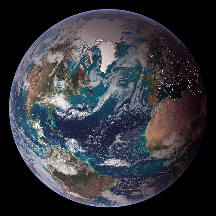 terra, globus, món, hemisferi occidental, espai, esfera, blau