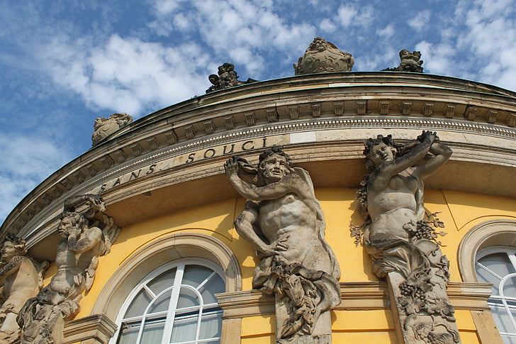 Schloss sans souci, Alemania, Castillo, rotonda, imposición de, atracción turística, Potsdam