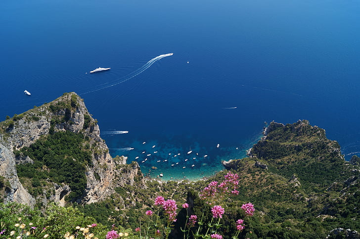 Italia, peisaj, Capri, mare, linia de coastă, natura, vara
