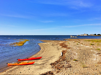 Kayaklar, plaj, Cohasset, Massachusetts
