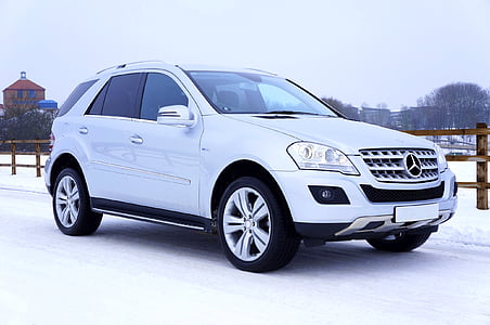 naturen, snö, vit, bil, fordon, lyx, Mercedes