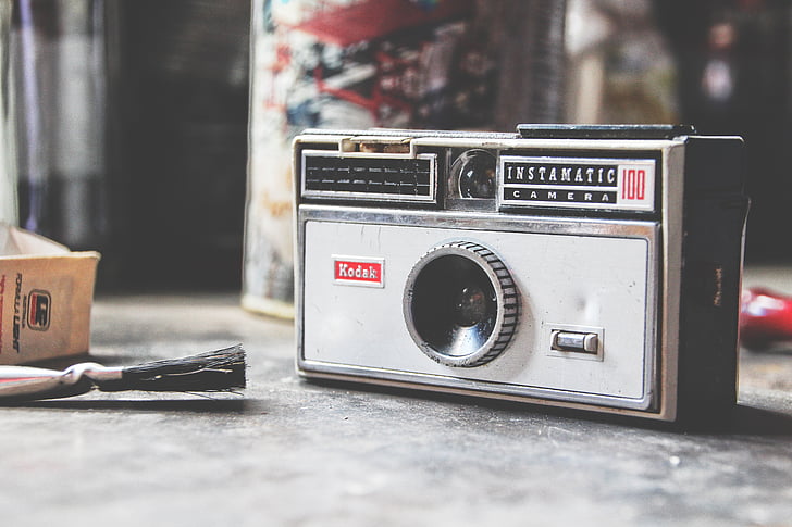 Vintage, fotoaparát, Kodak, fotografovanie