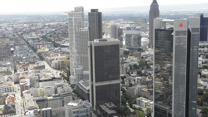 Frankfurte pie Mainas, Vācija, arhitektūra, siluets, pilsēta, cilvēki un kultūra, tornis