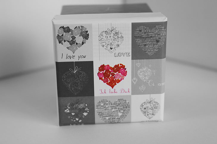Darčeková krabička, darček, deň svätého Valentína, srdce, láska