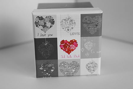hộp quà tặng, Quà tặng, Valentine's day, trái tim, Yêu