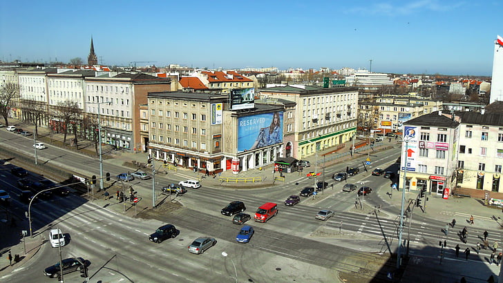 Gdańsk, Polonia, clădiri, arhitectura, strada, Masini, autos