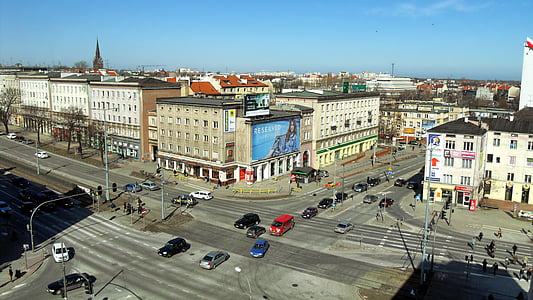 Гданск, Полша, сгради, архитектура, улица, автомобили, Autos